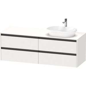 Duravit Ketho 2 wastafelonderbouwkast incl. consoleplaat met 4 laden voor waskom rechts 160x55x56.8cm met handgrepen antraciet wit mat K24899R18180000