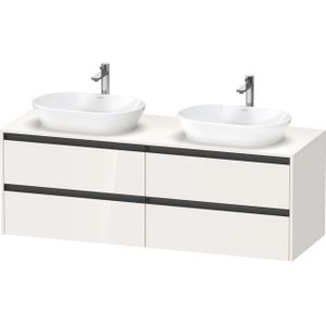 Duravit Ketho 2 wastafelonderbouwkast incl. consoleplaat met 4 laden voor waskom rechts 160x55x56.8cm met handgrepen antraciet taupe supermat K24899R83830000