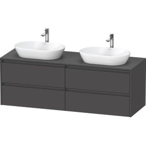 Duravit Ketho 2 wastafelonderbouwkast incl. consoleplaat met 4 laden voor dubbele waskommen 160x55x56.8cm met handgrepen antraciet grafiet mat K24899B49490000