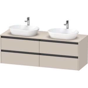 Duravit Ketho 2 wastafelonderbouwkast incl. consoleplaat met 4 laden voor dubbele waskommen 160x55x56.8cm met handgrepen antraciet taupe mat K24899B91910000