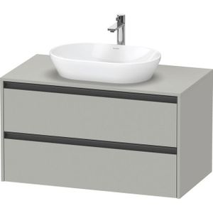 Duravit Ketho 2 wastafelonderbouwkast incl. consoleplaat met 2 laden 100x55x56.8cm met handgrepen antraciet betongrijs mat K24896007070000