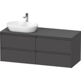 Duravit Ketho 2 wastafelonderbouwkast incl. consoleplaat met 4 laden voor waskom links 140x55x56.8cm met handgrepen antraciet grafiet mat K24898L49490000