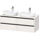 Duravit Ketho 2 wastafelonderbouwkast incl. consoleplaat met 4 laden voor waskom links 140x55x56.8cm met handgrepen antraciet taupe supermat K24898L83830000