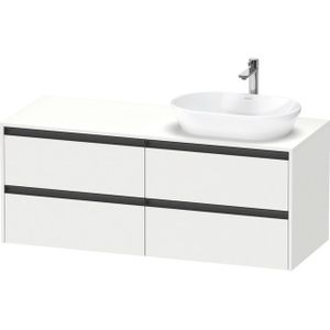 Duravit Ketho 2 wastafelonderbouwkast incl. consoleplaat met 4 laden voor waskom rechts 140x55x56.8cm met handgrepen antraciet wit mat K24898R18180000