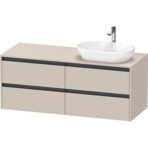 Duravit Ketho 2 wastafelonderbouwkast incl. consoleplaat met 4 laden voor waskom rechts 140x55x56.8cm met handgrepen antraciet taupe mat K24898R91910000