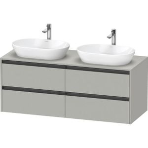 Duravit Ketho 2 wastafelonderbouwkast incl. consoleplaat met 4 laden voor dubbele waskommen 140x55x56.8cm met handgrepen antraciet betongrijs mat K24898B07070000