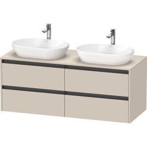 Duravit Ketho 2 wastafelonderbouwkast incl. consoleplaat met 4 laden voor dubbele waskommen 140x55x56.8cm met handgrepen antraciet taupe supermat K24898B83830000