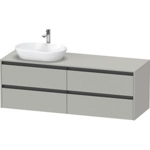 Duravit Ketho 2 wastafelonderbouwkast incl. consoleplaat met 4 laden voor waskom links 160x55x56.8cm met handgrepen antraciet betongrijs mat K24899L07070000