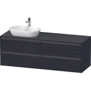 Duravit Ketho 2 wastafelonderbouwkast incl. consoleplaat met 4 laden voor waskom links 160x55x56.8cm met handgrepen antraciet eiken zwart mat K24899L16160000