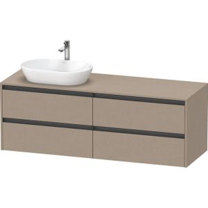 Duravit Ketho 2 wastafelonderbouwkast incl. consoleplaat met 4 laden voor waskom links 160x55x56.8cm met handgrepen antraciet Linnen mat K24899L75750000