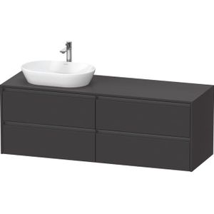 Duravit Ketho 2 wastafelonderbouwkast incl. consoleplaat met 4 laden voor waskom links 160x55x56.8cm met handgrepen antraciet grafiet supermat K24899L80800000