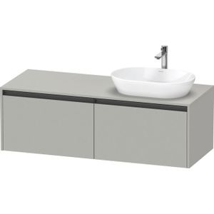 Duravit Ketho 2 wastafelonderbouwkast incl. consoleplaat met 2 laden voor waskom rechts 140x55x45.9cm met handgrepen antraciet betongrijs mat K24888R07070000