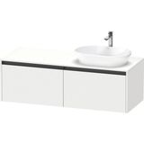 Duravit Ketho 2 wastafelonderbouwkast incl. consoleplaat met 2 laden voor waskom rechts 140x55x45.9cm met handgrepen antraciet wit mat