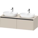 Duravit Ketho 2 wastafelonderbouwkast incl. consoleplaat met 2 laden voor dubbele waskommen 140x55x45.9cm met handgrepen antraciet taupe supermat K24888B83830000