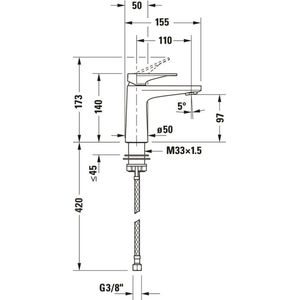 Duravit TU1010002046 Tulum wastafelarmatuur, mat zwart, S