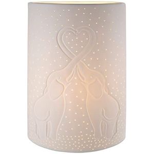 Gilde Olifantenlamp liefde tafellamp decoratie woonkamer porselein wit hoogte 28 cm