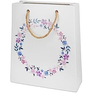 GILDE Decoratieve pot handtas van keramiek - decoratie woonkamer - vaas voor kunstbloemen dokbloemen gedroogde grassen - wit hoogte 30 cm