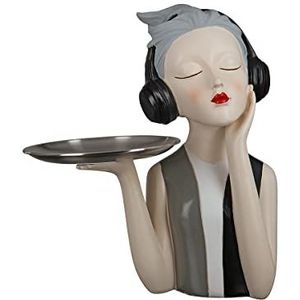 Gilde Poly figuur meisje met hoofdtelefoon decoratieve figuren, meerkleurig, uniek