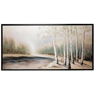 GILDE Deco grote afbeelding op canvas 150 x 75 cm - spieraam afbeelding XXL landschap met berkenboom rivier - herfst wanddecoratie - natuurlijke kleuren