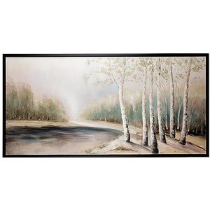 GILDE Deco grote afbeelding op canvas 150 x 75 cm - spieraam afbeelding XXL landschap met berkenboom rivier - herfst wanddecoratie - natuurlijke kleuren