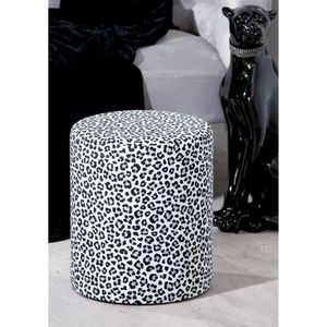 Casablanca Kruk met bekleding van hout en fluweel, luipaardpatroon, zwart/wit, hoogte 40 cm