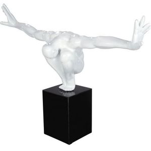 Sculptuur - Beeld - Cliffhanger - Wit -  Decoratief Figuur - Sportieve man - B 75 cm - H 45 cm