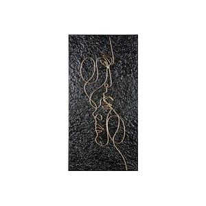 Casablanca Decoratieve wanddecoratie met reliëf - grote XL afbeelding met gezichtskenmerken - handgemaakt van metaal - kleur: goud op zwarte achtergrond - 41 x 81 cm
