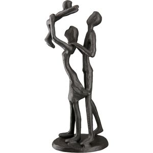 Casablanca decoratieve figuur sculptuur familiegeluk van ijzer - familie moeder vader kind - geschenk geboorte intocht verhuizing - kleur: bruin hoogte 20 cm
