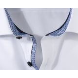 OLYMP - Luxor - Overhemd - Wit - Strijkvrij met Lange Mouwen en Contrastdetails