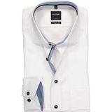 OLYMP - Luxor - Overhemd - Wit - Strijkvrij met Lange Mouwen en Contrastdetails