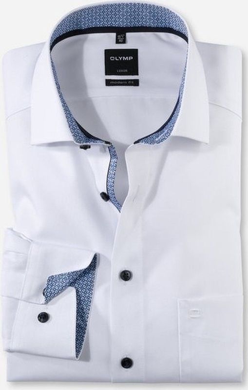 OLYMP - Luxor - Overhemd - Wit - 100% Katoen - Strijkvrij