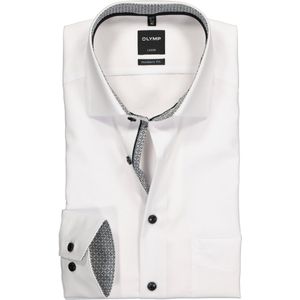 OLYMP - Luxor - Overhemd - Wit - Strijkvrij, 100% Katoen, Mouwlengte 7