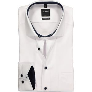 OLYMP - Luxor - Overhemd - Wit - Strijkvrij, Katoen, Lange Mouwen, Global Kent Kraag