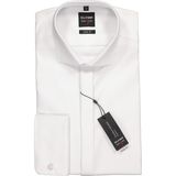 OLYMP Level 5 body fit overhemd, smoking overhemd, wit structuur met Kent kraag