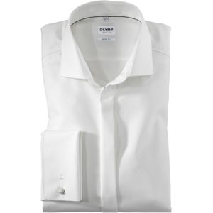 OLYMP - Level 5 - Overhemd - Lichtbeige - Body Fit, Dubbele Manchet, Easy Iron