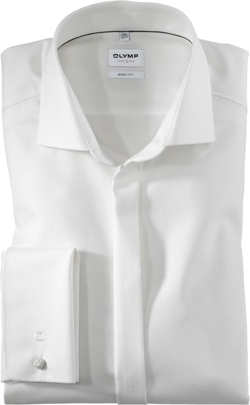 OLYMP - Level 5 - Overhemd - Lichtbeige - Body Fit, Dubbele Manchet, Easy Iron
