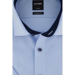 OLYMP - Luxor - Overhemd - Blauw - Korte Mouw - Strijkvrij - Boordmaat 38
