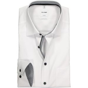 OLYMP - Luxor - Overhemd - Wit - Strijkvrij - Contrastdetails