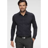 OLYMP Luxor 24/Seven modern fit overhemd - marine blauw tricot - Strijkvriendelijk - Boordmaat: 38