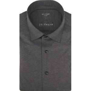OLYMP - Grijs Effen Overhemd - Biologisch Katoen - Kent Kraag