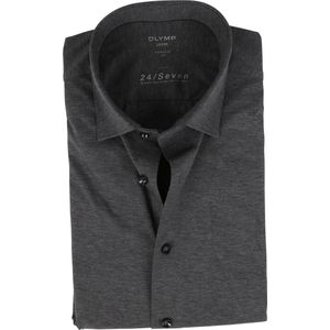 OLYMP Luxor 24/Seven Overhemd - Antraciet Grijs - Tricot - Strijkvriendelijk