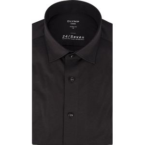 OLYMP - Luxor 24/Seven - Overhemd - Zwart - Tricot - Strijkvriendelijk