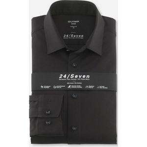 OLYMP - Luxor 24/Seven - Overhemd - Zwart - Strijkvriendelijk - Boordmaat: 42