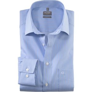 OLYMP - Luxor Overhemd - Lichtblauw met Wit Gestreept - 100% Strijkvrije Katoen