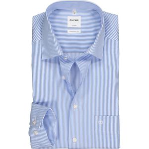 OLYMP - Luxor Overhemd - Lichtblauw met Wit Gestreept - 100% Strijkvrije Katoen