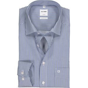 OLYMP - Luxor - Overhemd - Donkerblauw met Wit Gestreept - 100% Strijkvrije Katoen
