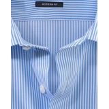 OLYMP - Luxor - Overhemd - Lichtblauw met Wit Gestreept - Strijkvrij - 100% Katoen