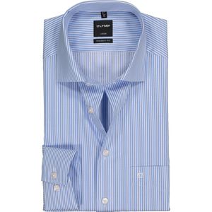 OLYMP - Luxor - Overhemd - Lichtblauw met Wit Gestreept - Strijkvrij - 100% Katoen
