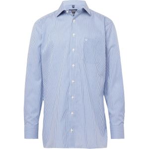 OLYMP Luxor modern fit overhemd - marine blauw met wit gestreept - Strijkvrij - Boordmaat: 37