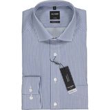 OLYMP - Blauw Gestreept Overhemd - 100% Katoen - Kent Kraag - Lange Mouwen